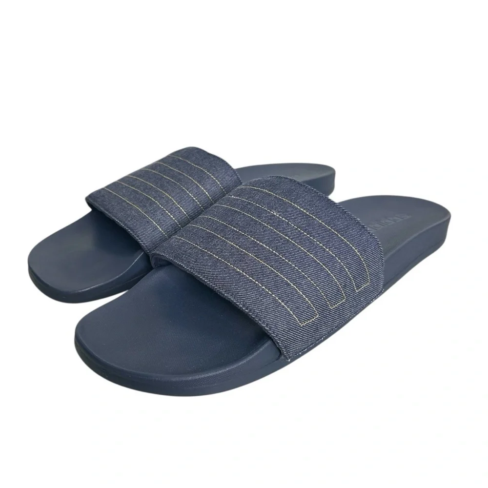Adidas Adilette Comfort Slide Sandal Denim Navy Blue Men's Size 18